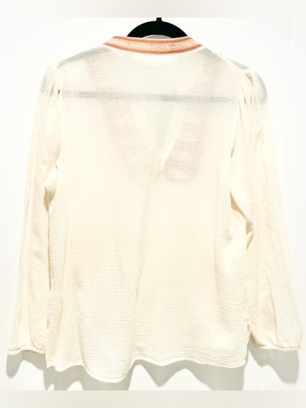 Spartina 449 Cream Embroidered Tunic Blouse Paisley Neckline Medium - Picture 8 of 8